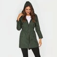 thumbnail image 4 of Veste Imperméable pour Femmes Mi-Longue à Fermeture Éclair devant avec Capuche Vert Foncé TG, 4 of 8