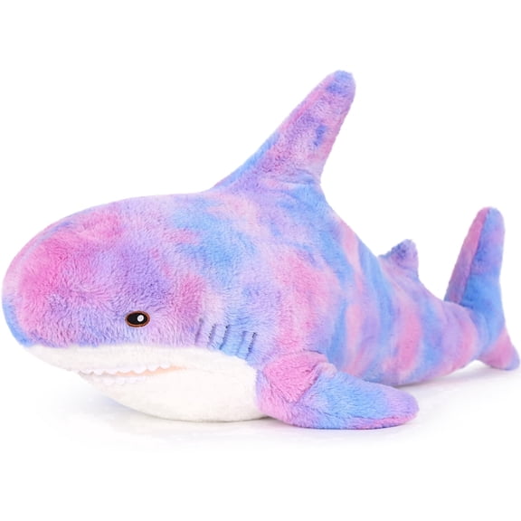 MorisMos 39.4in Tie-dye Purple Shark Stuffed Animal, Soft Shark Plush Pillow