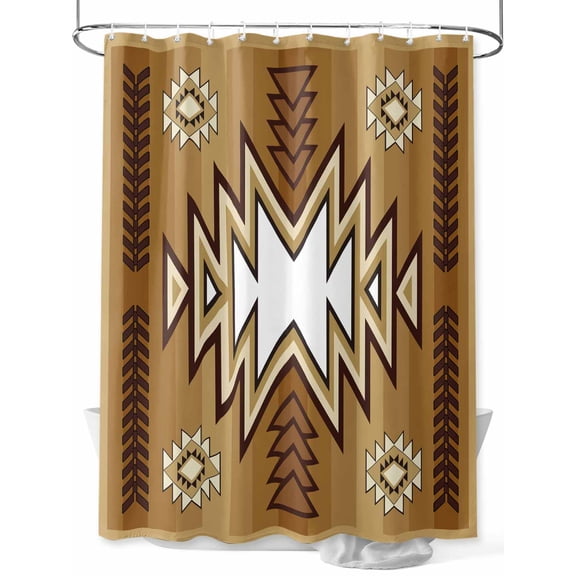 Shower Curtain Brown Boho Bathroom Curtains with Hooks, Waterproof Fabric Bohemian Southwest Tribe Art Bath Shower Curtains Set for Bathroom Bathtubs Decor 36x72 Inch