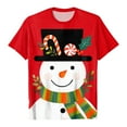 thumbnail image 4 of larppty Women Crew Neck Cute Snowman with Hat Graphic Fall Shirts Casual Christmas Tee Family Tops (White, M), 4 of 7