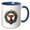 Blue/White, variant on 3drose, Emma the Longhorn Surrounded by a Wreath of Lupins, 11oz Two-tone Red Mug