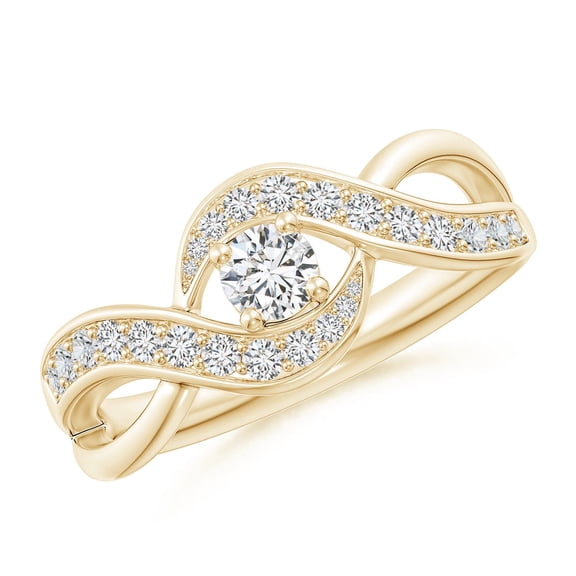 ANGARA Natural Solitaire Diamond Infinity Promise Ring in 14K Yellow Gold for Women (Size-3.7mm| Color-H| Clarity-SI2) | April Birthstone, Anniversary, Jewelry Gift for Women | Natural Diamond Ring