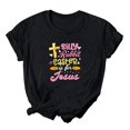 thumbnail image 2 of EGNMCR Chemises de Pâques pour Femmes Manches Courtes Imprimé Décontracté Col Rond T-Shirt pour Femmes, 2 of 3
