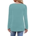 thumbnail image 6 of LISTHA Long Sleeve Shirts Women Fashion Pleated Tunic Tops Crew Neck Trendy Tops Dressy 2025 Blouses Light Blue 2L, 6 of 6