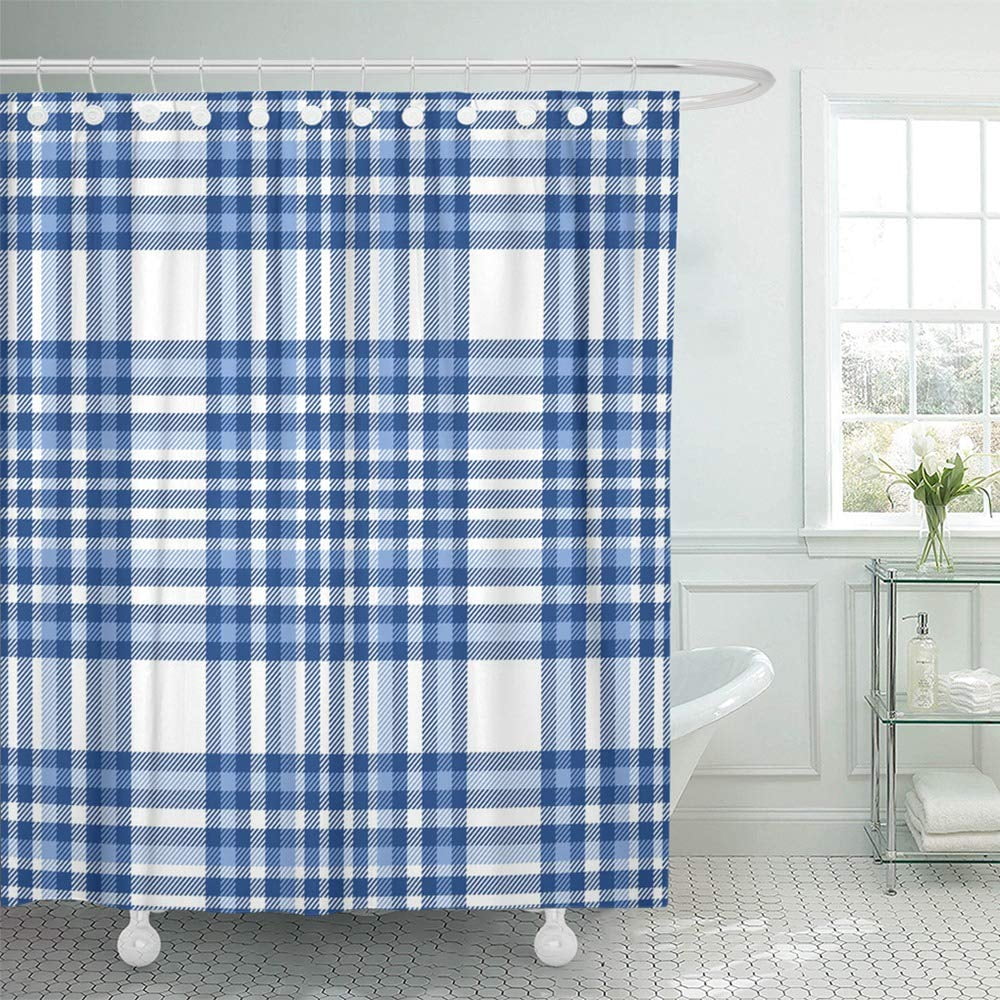 PKNMT Tartan Plaid in Stripes of Light Blue and Midnight on White
