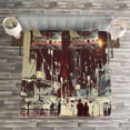 thumbnail image 3 of Ambesonne Modern Quilted Bedspread Set 3 Pcs, Gloomy City Streets, King Size, Red Blue Grey, 3 of 3