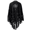 thumbnail image 3 of Sokhug Womens Winter One-Tone Suede Shawl Cloak With Hollow Fringe Warm Cold Weather Scarf Accessory, 3 of 3