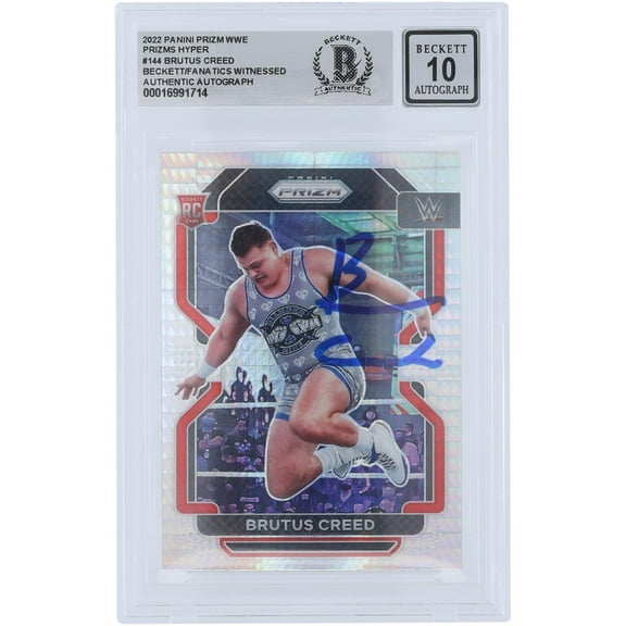 Brutus Creed WWE Autographed 2022 Panini Prizm Hyper Prizm #144 Beckett Fanatics Witnessed Authenticated 10 Rookie Card - Fanatics Authentic Certified
