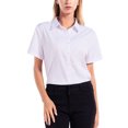 thumbnail image 3 of Xmarks Women's Button Down Work Office Shirt Lapel Short Sleeve Dressy Shirt Plus Size Casual Business Blouse Formal Casual Shirt Blouse School Uniform, S-5XL, 3 of 8
