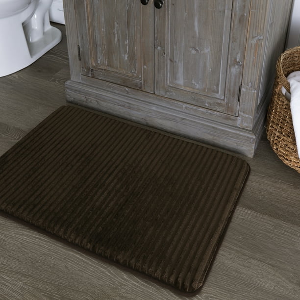 Mainstays Quick Dry Memory Foam Bath Rug, Brown Basket, 20" x 30"