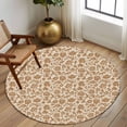 thumbnail image 2 of Round Rug 6Ft Washable Non-Slip, Brown Floral Circle Area Rugs for Living Room Bedroom, Vintage Rustic Flowers Botanical Spring Indoor Floor Mats Carpet Runner for Home Decor Aesthetic, 2 of 8