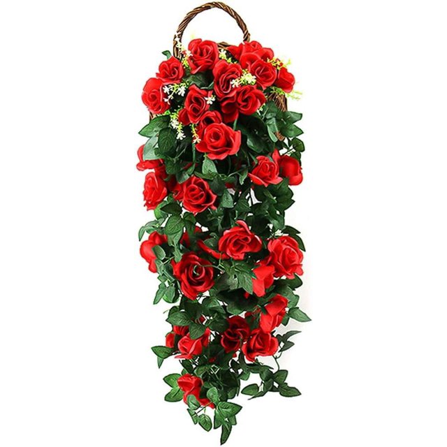 Enredadera de rosas artificiales con decoración romántica, tela de seda vibrante para el hogar, hotel, oficina, decoración de lotes para bodas, fiestas, jardín, juego de fácil instalación de 29 pies