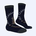 thumbnail image 2 of Unisex Trendy Socks - 2 Pairs Navy Blue with Gold Architectural Design & ' MC ' - Stylish Mixed Color Socks for All Seasons, 2 of 5