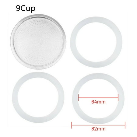 

Fule 3/6/9/12 Cup Replacement Silica Gel Gaskets+ aluminum Filters for Moka Pot