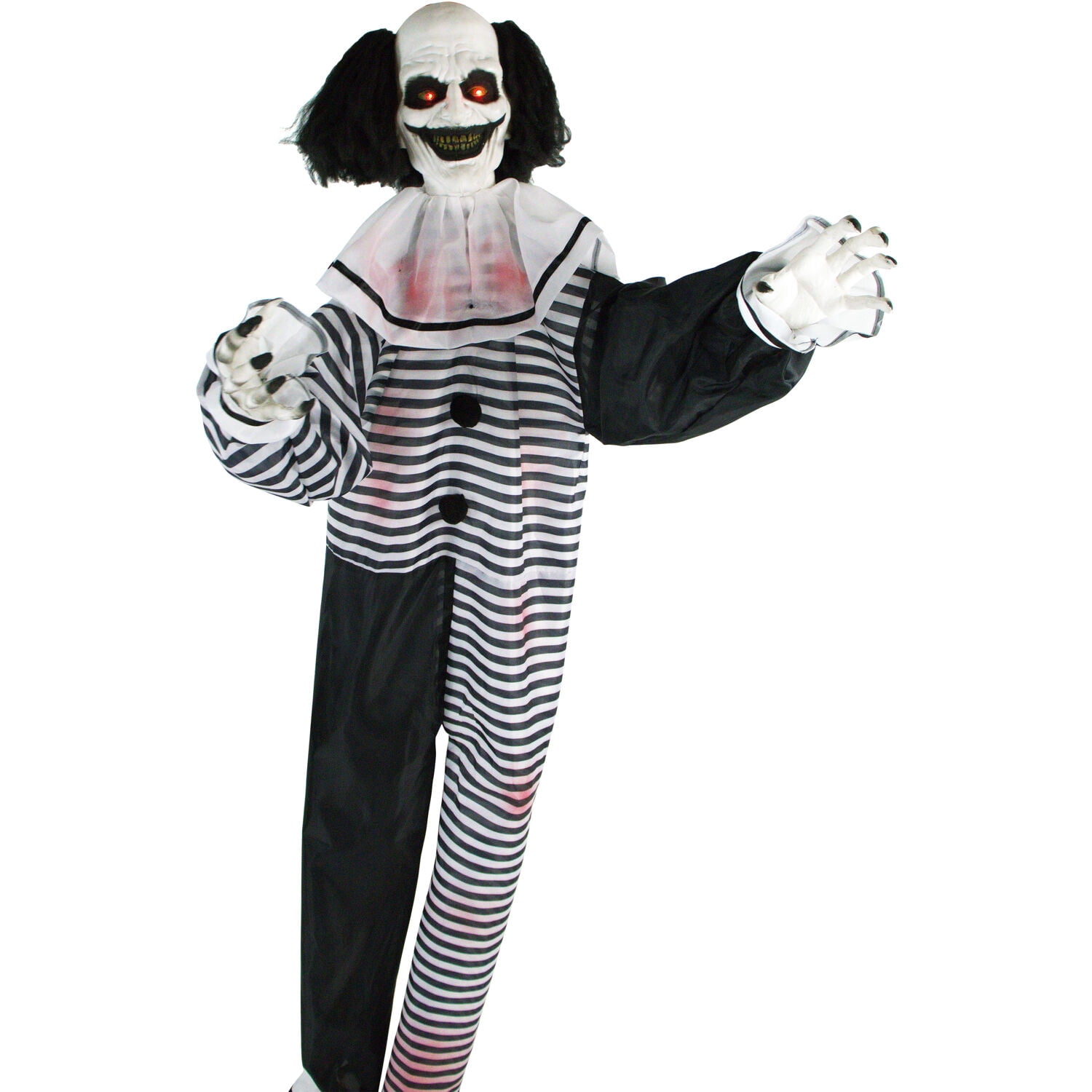 Haunted Hill Farm 75" Clown Animatronic with Lights and Sound, Halloween Decor HHCLOWN-11FLSA