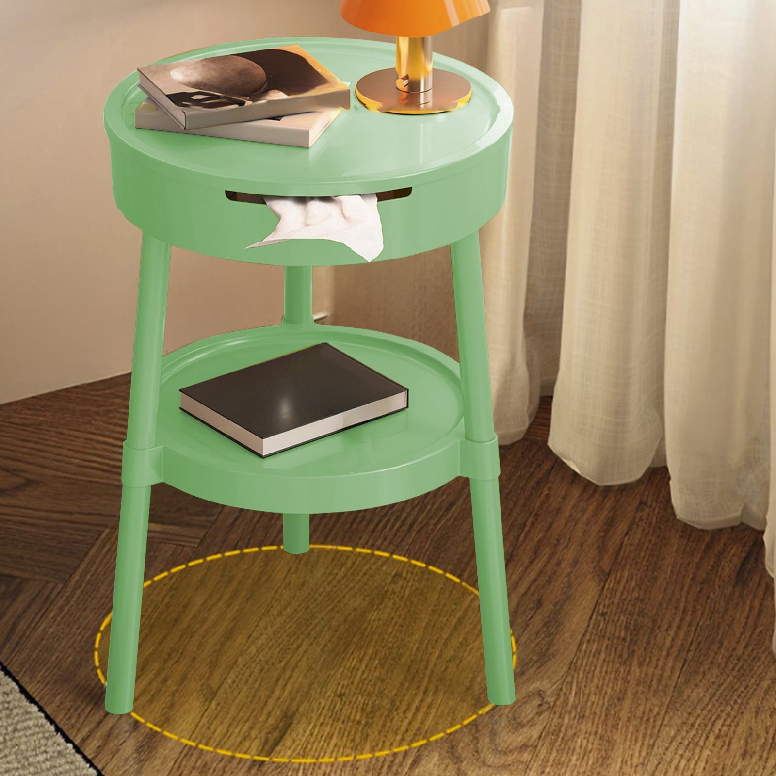 Modern Multifunctional Side Table with Drawer Storage Shelf for Living Room Bedroom Office, Portable Lightweight End Table Nightstand Study Desk Organizer