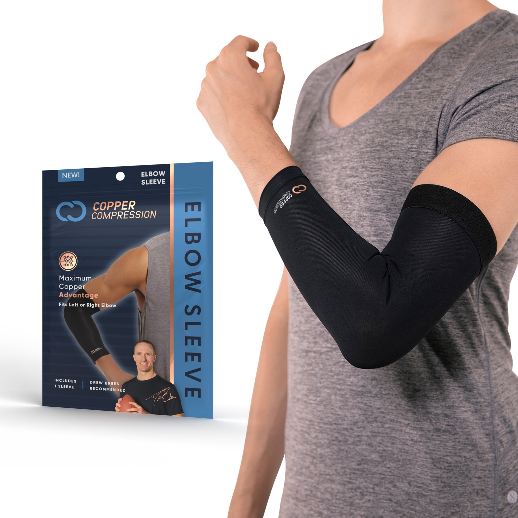 Copper Elbow Support Sleeve Arm Brace Wrap Tommie Fitness Compression Men Women 