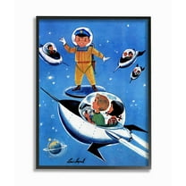The Kids Room by Stupell Space Adventure Cartoon Blue Yellow Kids Nursery Painting Framed Wall Art by The Saturday Evening Post