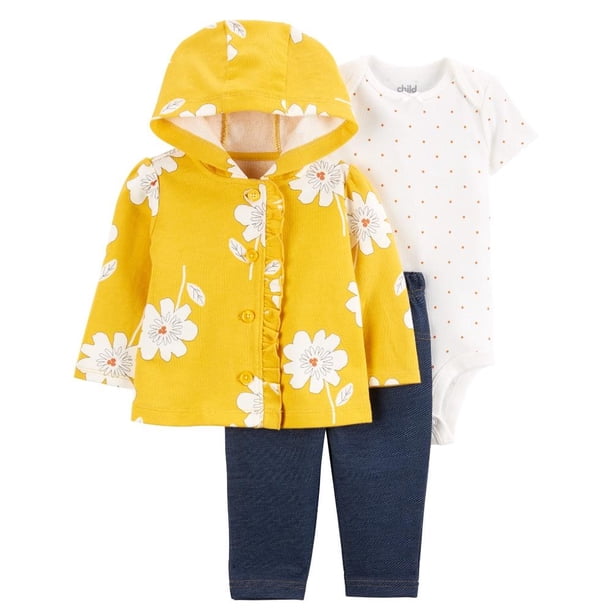 Conjunto Carter´s Child of Mine Niña 3-6 M Estampado floral Amarillo 3 Pzas