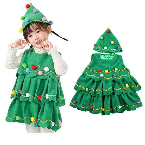 Christmas Tree Kids Girl Dress Little Girl Christmas Dress Sleeveless Christmas Tree Dress Christmas Clothes for Girls Festive Dress Outfit 6-7 Years