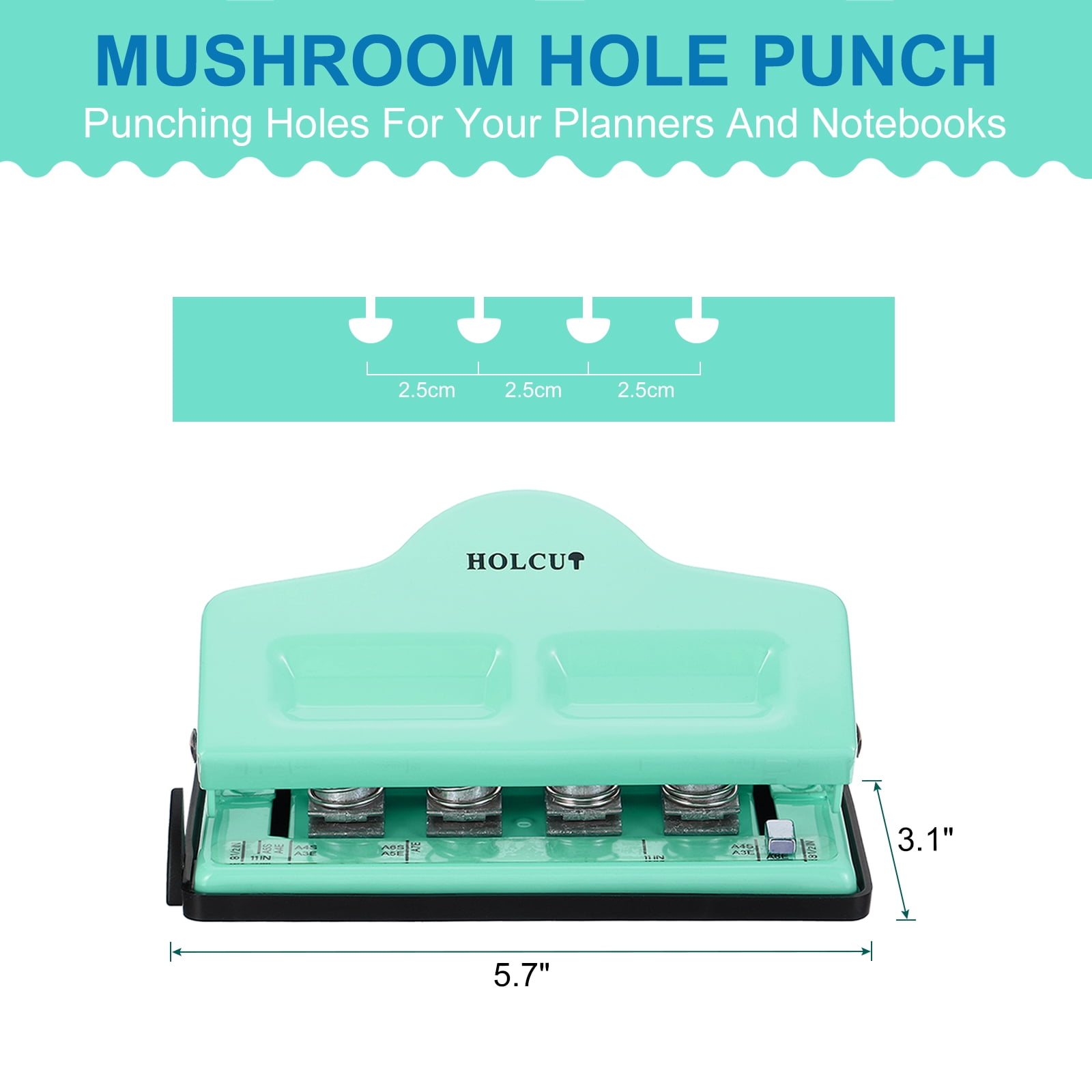 Uxcell Mushroom Discbound Hole Punch, 4 Holes Paper Puncher(Light Blue)