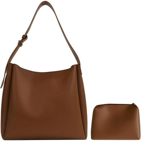 CAILDANL Women Tote Bag with Pouch Faux Leather Shoulder Bag Hobo Handbag Casual College Tote Bag
