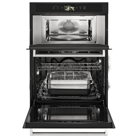 KitchenAid - Smart Oven+ 30" Single Electric Convection Wall Oven with Built-In Microwave - Black Stainless Steel