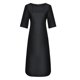 thumbnail image 2 of Gibobby Vestido largo de verano para mujer Moda mujer color sólido algodón y lino manga larga cuello redondo pliegue vestido casual(Negro,CH), 2 of 5