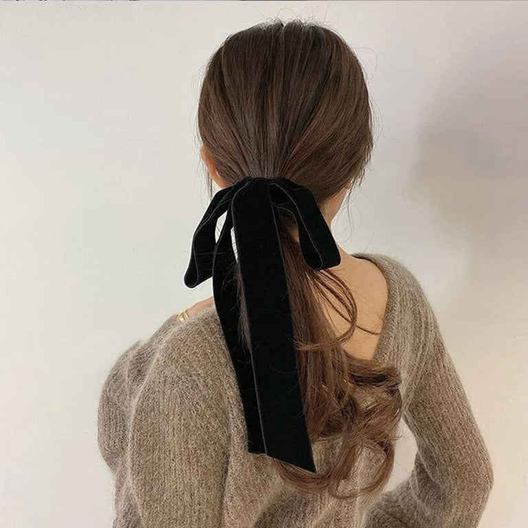 Bow Hair Tie Velvet Hair Ribbon for Women Girls Elastics Hair Scrunchies  Long Ponytail Accessories Bow Hair Rope Head Wrap Headdress