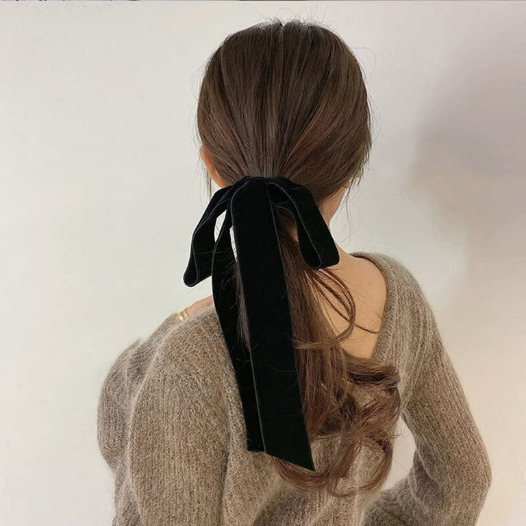 4PCS Velvet Hair Bows Hair Ribbon Clips Big Fall Alligator Clips Hair  Accessories for Women Girls Toddlers (Black+Red)