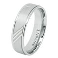 thumbnail image 2 of Men Women 6MM Comfort Fit Titanium Wedding Band White Brushed Diagonal Cuts Titanium Ring (Size 7 to 12), 2 of 4