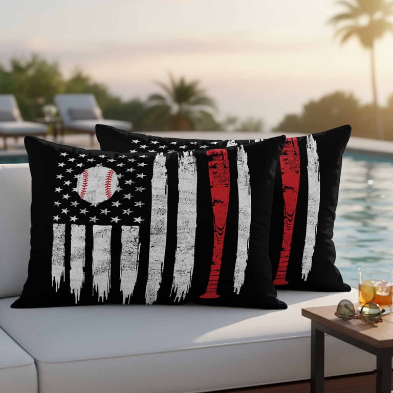 American Flag Outdoor Waterproof Pillow Covers, US Flag Baseball