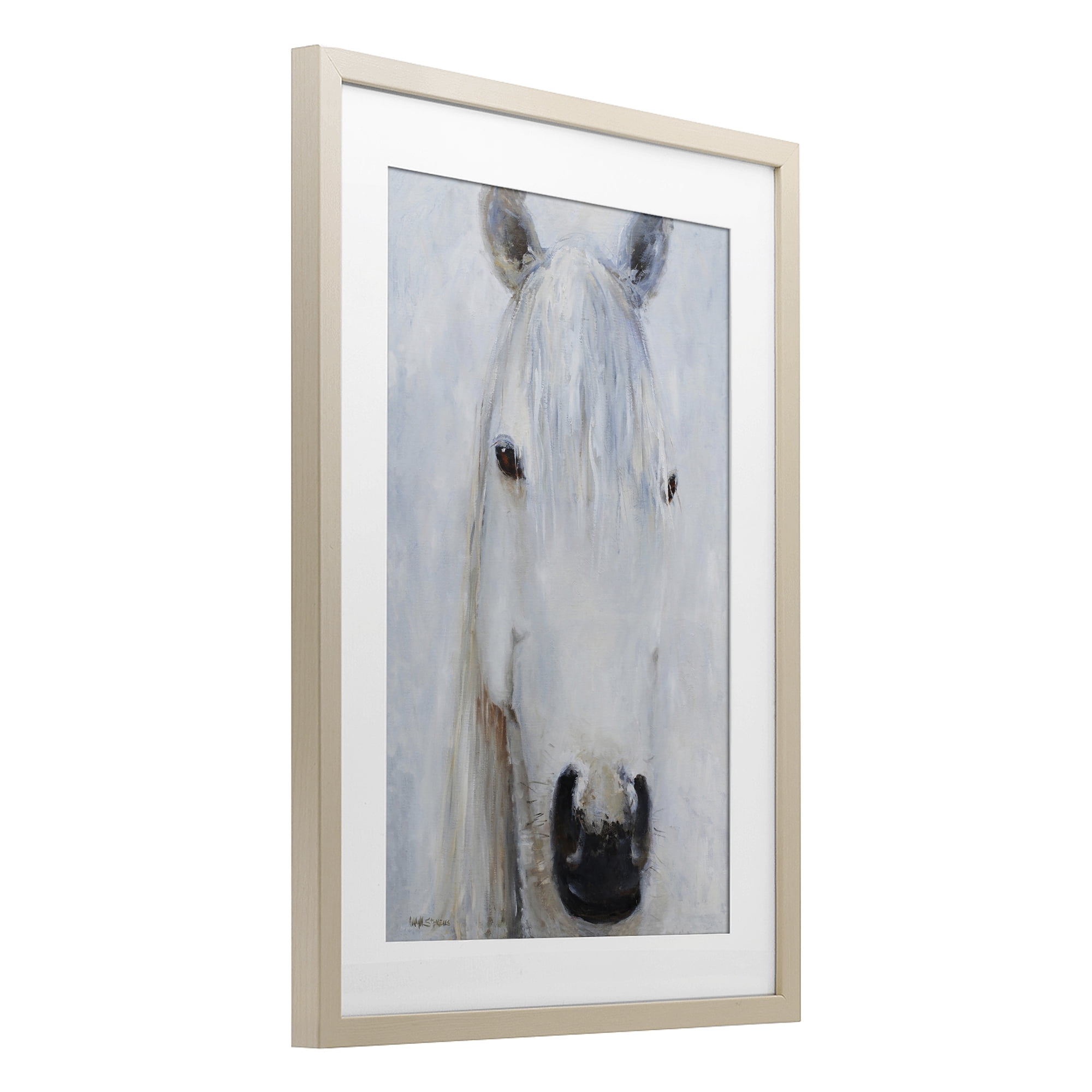 Stupell Industries Pure White Horse Portrait Birch Framed Print Under Glass, design by Jadei Graphics