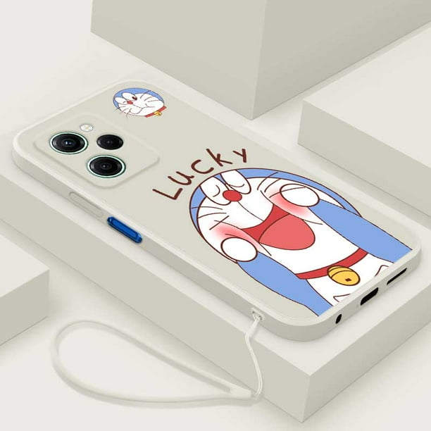 realme 10T 10 Pro + Plus 5G Coca-Cola Edition C55 Funda Cuadrada De Silicona Líquida Mate De Dibujos Animados De La Suerte Doraemon Blanda