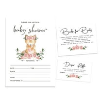 Inkdotpot Set Of 30Fox Jungle Animals Baby Shower Invitations-Diaper Raffle Tickets And Baby Shower Book Request Cards Gender Neutral Invites Its A Boy Its A Girl