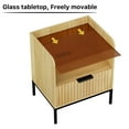 thumbnail image 6 of Glavbiku Mid Century Modern Nightstand with Charging Station, Glass Top 1 Drawer Natural End Table for Bedroom, Living Room, 6 of 14