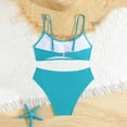 thumbnail image 3 of CYRBOKO Girls Bikinis Swim Set, Two-piece Spaghetti Straps Summer Beach Swimwear Suits Light Blue Size 10-12 T, 3 of 5