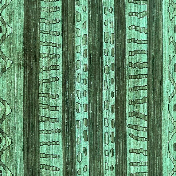 Ahgly Company Machine Washable Indoor Square Abstract Turquoise Blue Modern Area Rugs, 7' Square