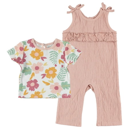 Chick Pea Baby Girl 2 PC Overall Set, Sizes Newborn-24 Months
