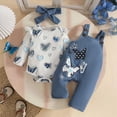 thumbnail image 2 of masbird Newborn Baby Girls Clothes Infant Fall Winter 3pcs Outfits Long Sleeve Ribbed Romper Floral Pants Headband Sets,Blue,9-12 M, 2 of 9