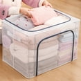 thumbnail image 2 of Large Size Clothes Storage Box Household Transparent Clothing Closet Folding and Finishing Box Dormitory Cabinet Storage Box Basket Organizer Bag, 2 of 8