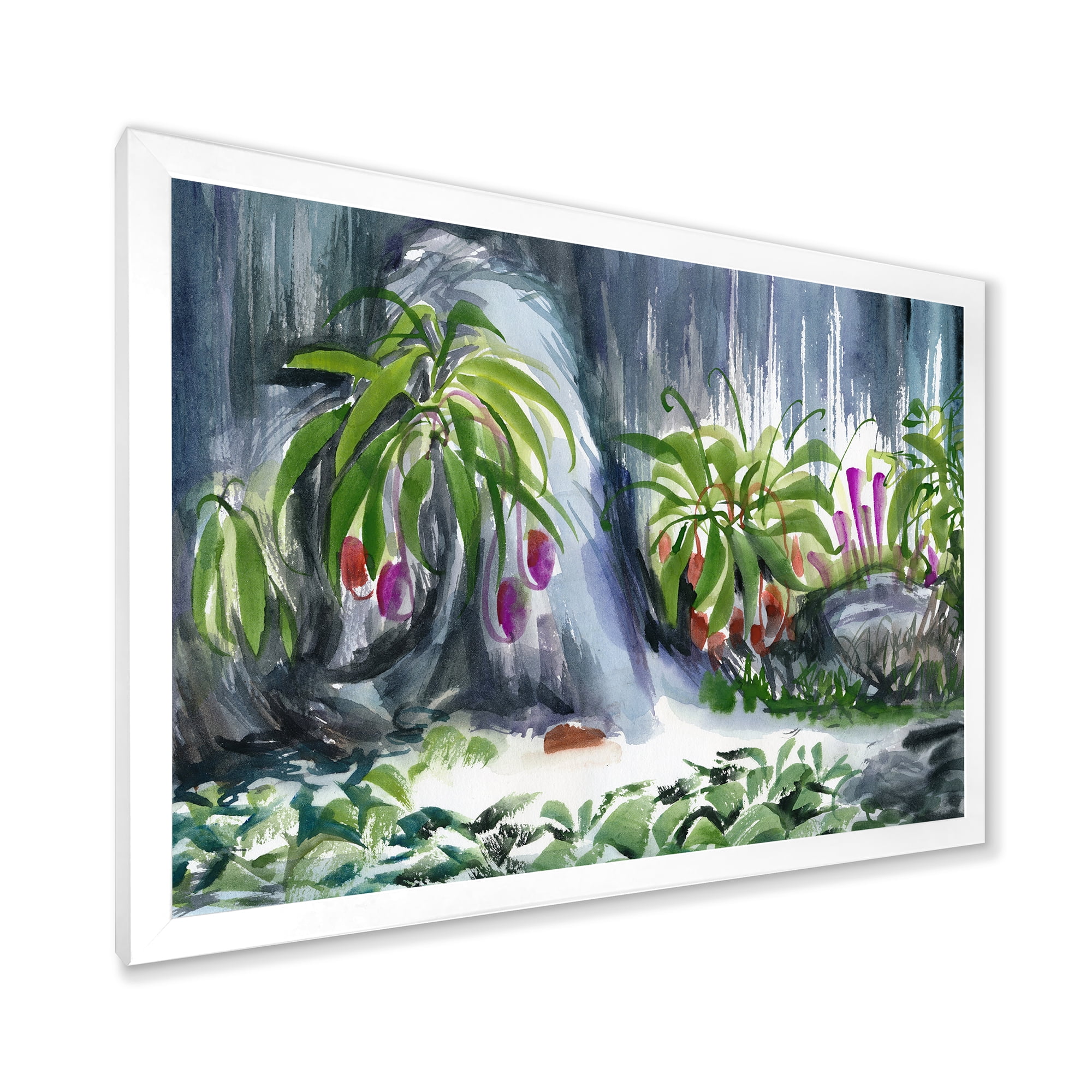 Designart 'Abstract Tropical Plants Oasis' Farmhouse Framed Art Print