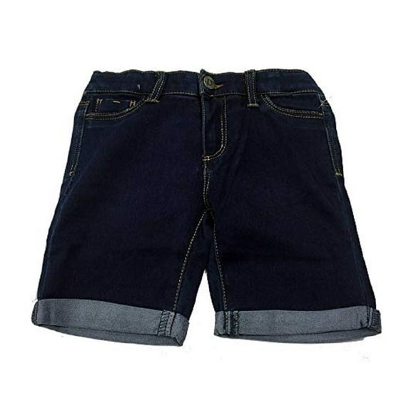Tractor Girls Stretch Bermuda Denim Shorts Adjustable Inner Waist (8, Dark Wash)