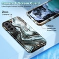 thumbnail image 4 of CASEFIV for Galaxy S21 Case,Fashion Marble Pattern 3 in 1 Heavy Duty Shockproof Full Body Rugged Protective Covers for Samsung Galaxy S21 5G 6.2 inch,Golden Sands/Black, 4 of 8