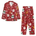 thumbnail image 3 of SCRAWLGOD Merry Christmas Gingerbread Man Santa Claus Mens Polyester Pajama Set with Pockets, Long Sleeve Button Down Pajama Set for Men, Men's Sleepwear, Notch Collar Casual Loungewear, XS, 3 of 6