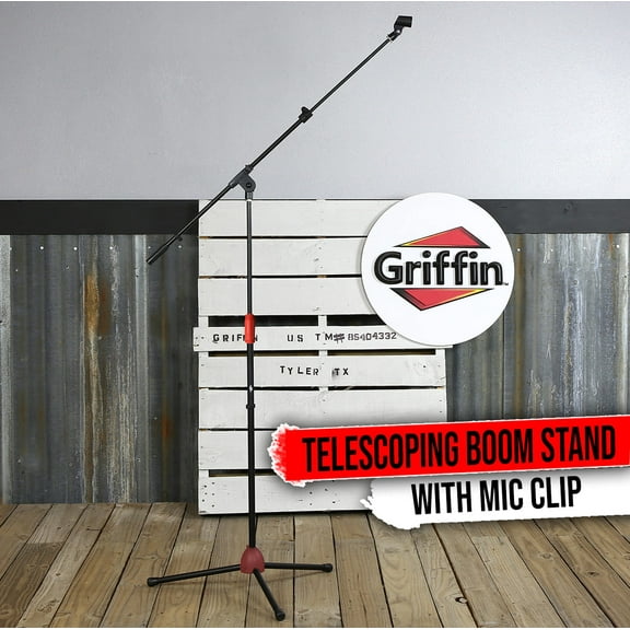 Griffin Microphone Stand - Telescopic Mic Boom Mount Stage Studio Holder Clip