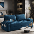 thumbnail image 4 of Renwick 2 Seater Velvet Sofa Couch with Pillow Top Arms & USB Charging Ports, Blue, 4 of 11