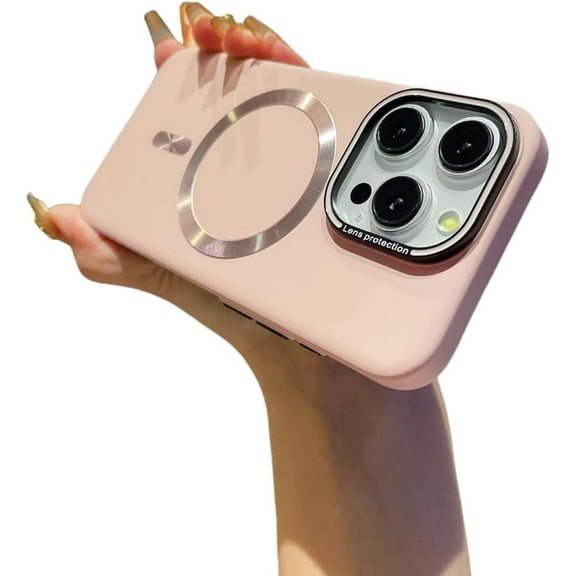 Premium Magnetic Titanium Gray Phone Case, Frosted Texture, Drop-Proof and wear-Resistant, Magnetic Suction, for iPhone 15 14 13 12 Pro Max Plus Phone Case (Pink,iPhone 13 Pro)
