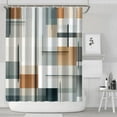 thumbnail image 2 of Navy Blue Fabric Shower Curtain - Geometric Shower Curtain Set with 12 Plastic Hooks, Water Repellent, Machine Washable, Modern Decorative Polyester Cloth Shower Curtains for Bathroom - 72x84, 2 of 4