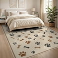 thumbnail image 3 of ODIKA 8'x10' Washable Area Rug Print Playful Paws Footprint Motif Tossed Alfombra Para Perros for Dining Room, Large Office, Lounge, Non-Slip Chair-Friendly Mat, 3 of 7